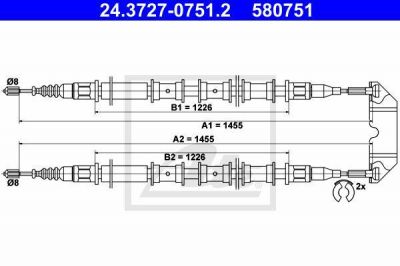 ATE 24.3727-0751.2 трос, стояночная тормозная система на OPEL VECTRA B (36_)