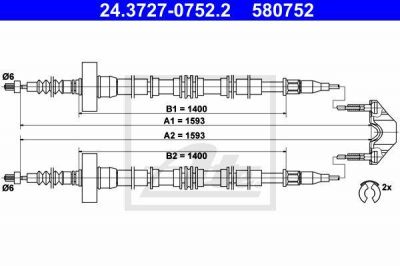 ATE 24.3727-0752.2 трос, стояночная тормозная система на OPEL ASTRA G седан (F69_)