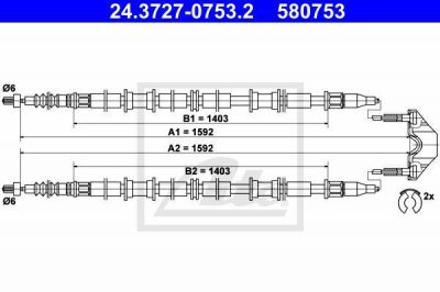 ATE 24.3727-0753.2 трос, стояночная тормозная система на OPEL ASTRA G седан (F69_)