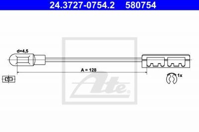 ATE 24.3727-0754.2 трос, стояночная тормозная система на OPEL VECTRA B (36_)