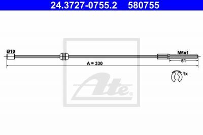 ATE 24.3727-0755.2 трос, стояночная тормозная система на OPEL CORSA C (F08, F68)