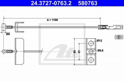 ATE 24.3727-0763.2 трос, стояночная тормозная система на OPEL VIVARO фургон (F7)
