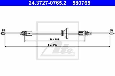 ATE 24.3727-0765.2 трос, стояночная тормозная система на OPEL VIVARO фургон (F7)