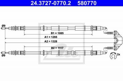 ATE 24.3727-0770.2 трос, стояночная тормозная система на OPEL ASTRA H (L48)