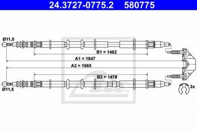 ATE 24.3727-0775.2 Трос, стояночная тормозная система
