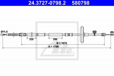 ATE 24.3727-0798.2 трос, стояночная тормозная система на OPEL ASTRA J Sports Tourer