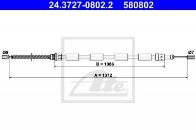 ATE 24.3727-0802.2 трос, стояночная тормозная система на PEUGEOT 205 II (20A/C)