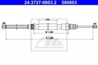 ATE 24.3727-0803.2 трос, стояночная тормозная система на PEUGEOT 405 I (15B)