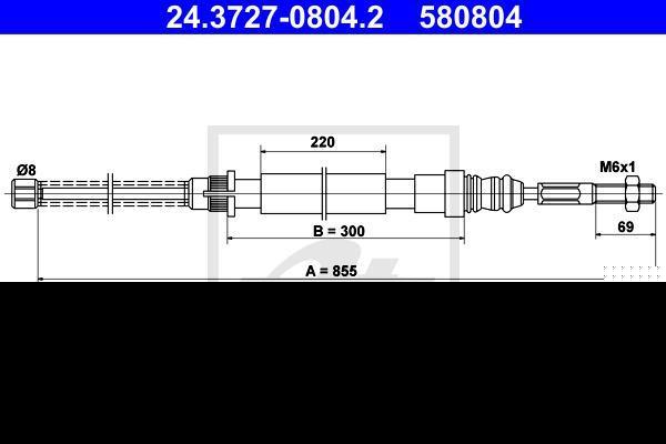 ATE 24.3727-0804.2 трос, стояночная тормозная система на PEUGEOT 405 I (15B)