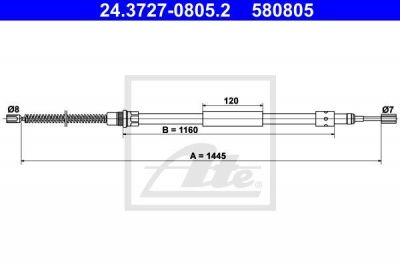 ATE 24.3727-0805.2 трос, стояночная тормозная система на PEUGEOT 309 I (10C, 10A)