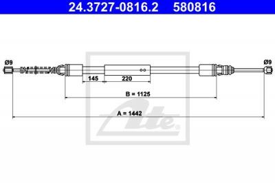 ATE 24.3727-0816.2 трос, стояночная тормозная система на PEUGEOT 106 I (1A, 1C)
