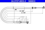 ATE 24.3727-0833.2 трос, стояночная тормозная система на PEUGEOT 206 SW (2E/K)