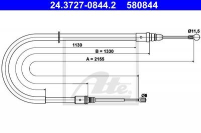 ATE 24.3727-0844.2 трос, стояночная тормозная система на PEUGEOT 407 SW (6E_)