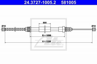 ATE 24.3727-1005.2 трос, стояночная тормозная система на RENAULT SUPER 5 (B/C40_)