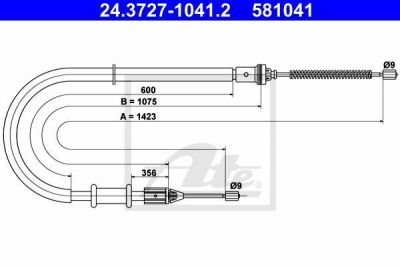 ATE 24.3727-1041.2 трос, стояночная тормозная система на RENAULT KANGOO Express (FC0/1_)