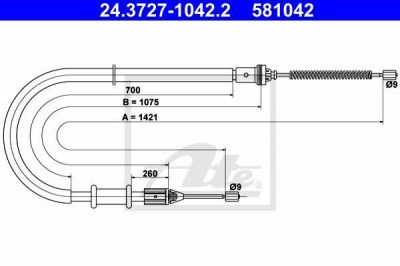 ATE 24.3727-1042.2 трос, стояночная тормозная система на RENAULT KANGOO Express (FC0/1_)