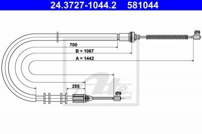 ATE 24.3727-1044.2 трос, стояночная тормозная система на RENAULT KANGOO Express (FC0/1_)