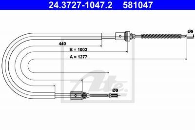 ATE 24.3727-1047.2 трос, стояночная тормозная система на RENAULT CLIO II (BB0/1/2_, CB0/1/2_)