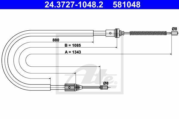 ATE 24.3727-1048.2 трос, стояночная тормозная система на RENAULT CLIO II (BB0/1/2_, CB0/1/2_)