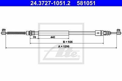 ATE 24.3727-1051.2 трос, стояночная тормозная система на RENAULT TRAFIC фургон (TXX)