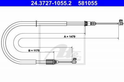 ATE 24.3727-1055.2 трос, стояночная тормозная система на RENAULT SCЙNIC I (JA0/1_)