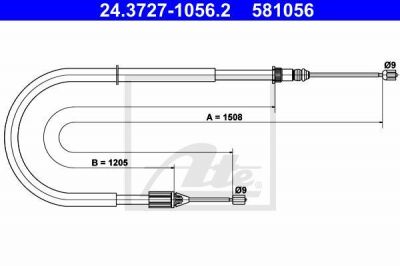 ATE 24.3727-1056.2 трос, стояночная тормозная система на RENAULT SCЙNIC I (JA0/1_)