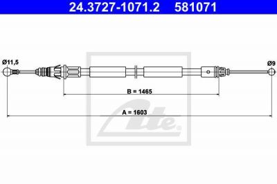 ATE 24.3727-1071.2 трос, стояночная тормозная система на OPEL VIVARO фургон (F7)