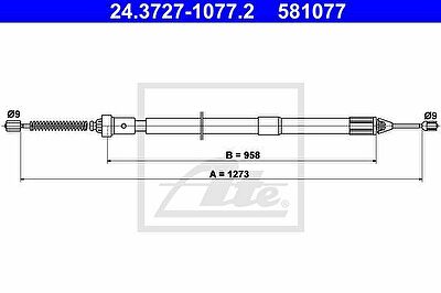 ATE 24.3727-1077.2 трос, стояночная тормозная система на RENAULT TWINGO II (CN0_)