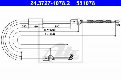 ATE 24.3727-1078.2 трос, стояночная тормозная система на RENAULT CLIO III (BR0/1, CR0/1)