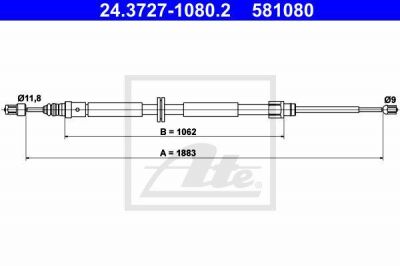 ATE 24.3727-1080.2 трос, стояночная тормозная система на RENAULT MEGANE III Наклонная задняя часть (BZ0_)