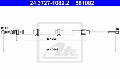 ATE 24.3727-1082.2 трос, стояночная тормозная система на RENAULT KANGOO Express (FW0/1_)