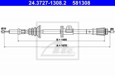 ATE 24.3727-1308.2 трос, стояночная тормозная система на VOLVO V70 I (LV)