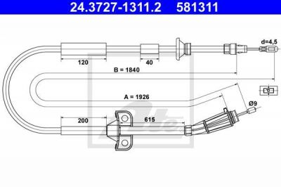ATE 24.3727-1311.2 трос, стояночная тормозная система на VOLVO S60 I
