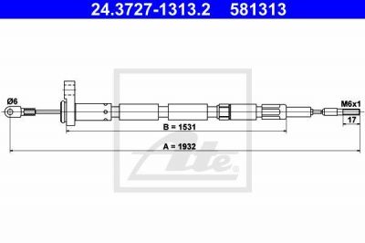 ATE 24.3727-1313.2 трос, стояночная тормозная система на VOLVO 240 Kombi (P245)