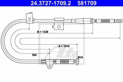 ATE 24.3727-1709.2 трос, стояночная тормозная система на NISSAN PRIMERA (P10)