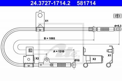 ATE 24.3727-1714.2 трос, стояночная тормозная система на NISSAN MICRA II (K11)