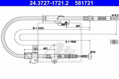 ATE 24.3727-1721.2 трос, стояночная тормозная система на NISSAN PRIMERA Traveller (WP11)