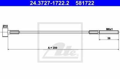 ATE 24.3727-1722.2 трос, стояночная тормозная система на NISSAN MICRA III (K12)