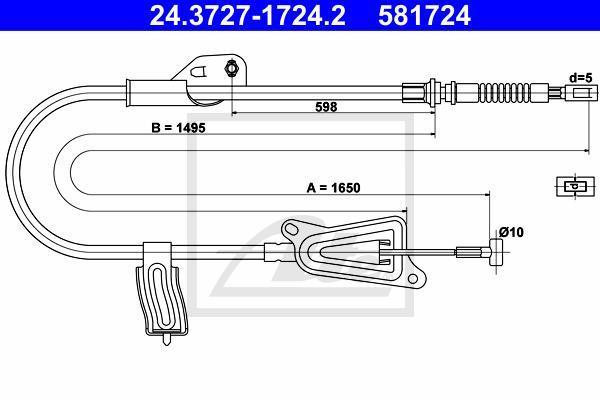 ATE 24.3727-1724.2 трос, стояночная тормозная система на NISSAN ALMERA II Hatchback (N16)