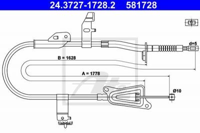 ATE 24.3727-1728.2 трос, стояночная тормозная система на NISSAN PRIMERA (P12)