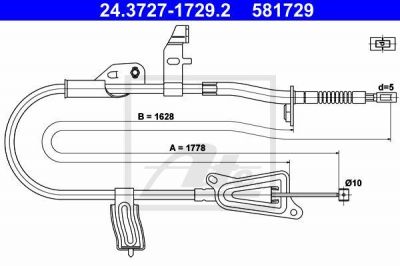 ATE 24.3727-1729.2 трос, стояночная тормозная система на NISSAN PRIMERA (P12)