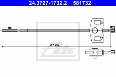 ATE 24.3727-1732.2 трос, стояночная тормозная система на NISSAN QASHQAI (J11, J11_)