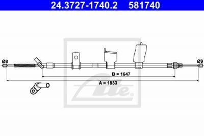 ATE 24.3727-1740.2 трос, стояночная тормозная система на NISSAN QASHQAI (J11, J11_)