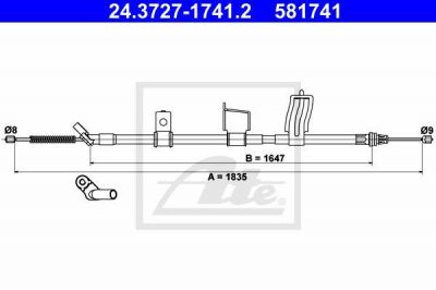 ATE 24.3727-1741.2 трос, стояночная тормозная система на NISSAN QASHQAI (J11, J11_)