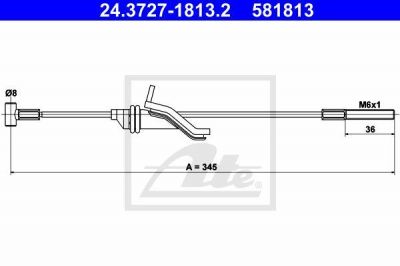 ATE 24.3727-1813.2 трос, стояночная тормозная система на MAZDA 3 седан (BK)