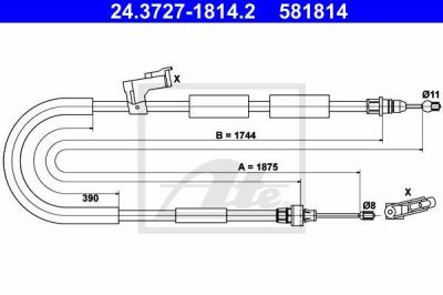 ATE 24.3727-1814.2 трос, стояночная тормозная система на MAZDA 3 седан (BK)