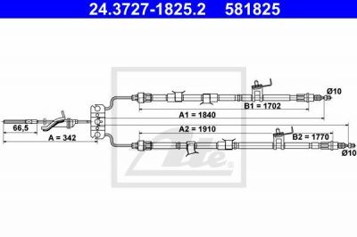 ATE 24.3727-1825.2 трос, стояночная тормозная система на MAZDA 3 (BL)