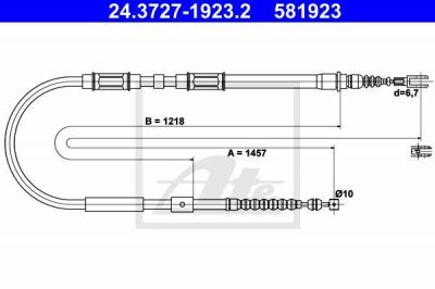 ATE 24.3727-1923.2 трос, стояночная тормозная система на TOYOTA COROLLA Liftback (_E11_)