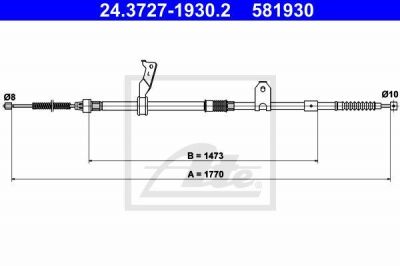 ATE 24.3727-1930.2 трос, стояночная тормозная система на TOYOTA AVENSIS (T25_)
