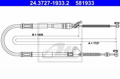 ATE 24.3727-1933.2 трос, стояночная тормозная система на TOYOTA CARINA E Sportswagon (_T19_)